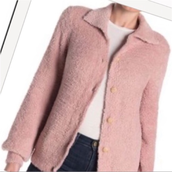 Susina Pink Adobe Soft Teddy Fleece Collared Button Down Cardigan Sweater SzXS - Picture 1 of 16